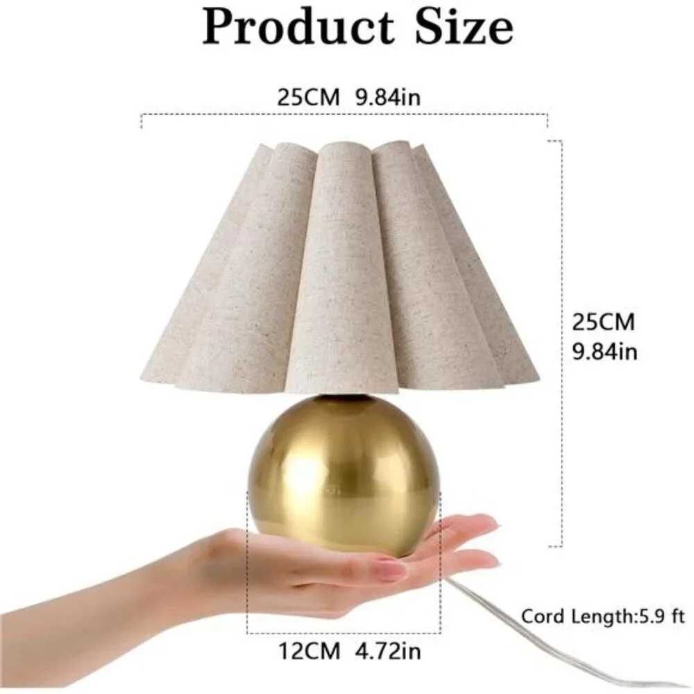 Gold bedside table lamp small nightstand light brass modern bedroom decor